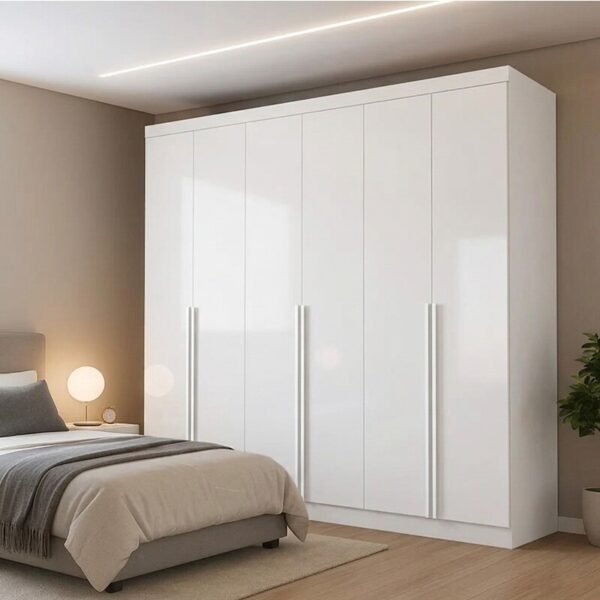Guarda-roupa Casal Alvorada Larg. 2.70m Branco 6 Portas 6 Gavetas - Bianchi