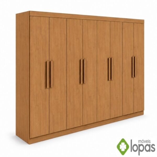 Guarda-roupa Andara Amêndoa 8 Portas 4 Gavetas Larg. 2.36m - Móveis Lopas