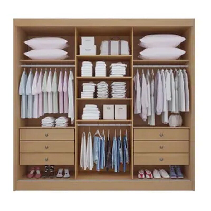 Roupeiro Casal Cristal Ripado Cinamomo/Off 3 Portas 6 Gavetas C/ 1 Espelho 100% MDF Larg. 2.42m - D Doro - Imagem 2