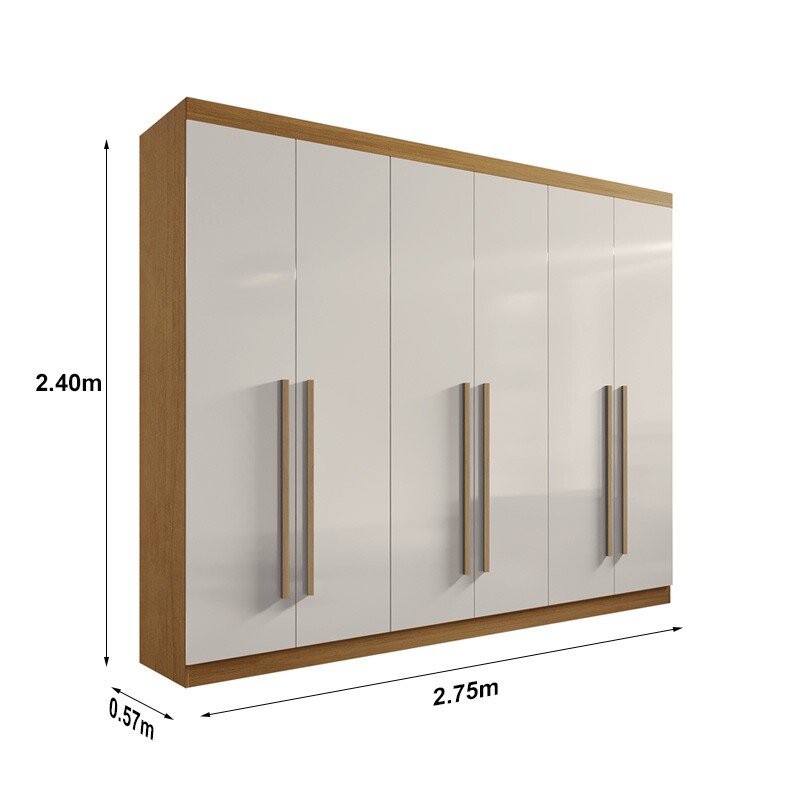 Roupeiro Casal Da Vinci Plus Cinamomo/Off 6 Portas 6 Gavetas 100% MDF Larg. 2.75m - D Doro - Imagem 2