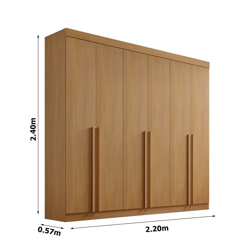 Roupeiro Milano Cinamomo 6 Portas e 8 Gavetas 100% MDF Larg. 2.20m - D Doro - Imagem 4