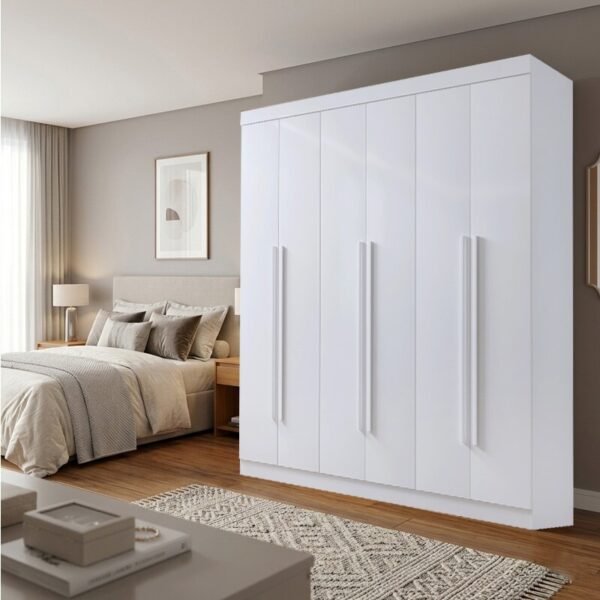 Roupeiro Monte Carlo Branco 6 Portas e 6 Gavetas 100% MDF Larg. 2.32m - D Doro