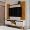 Home Atalaia Larg. 1.80m Nature/Off C/ Detalhe Frisado para TV até 75" - Bechara