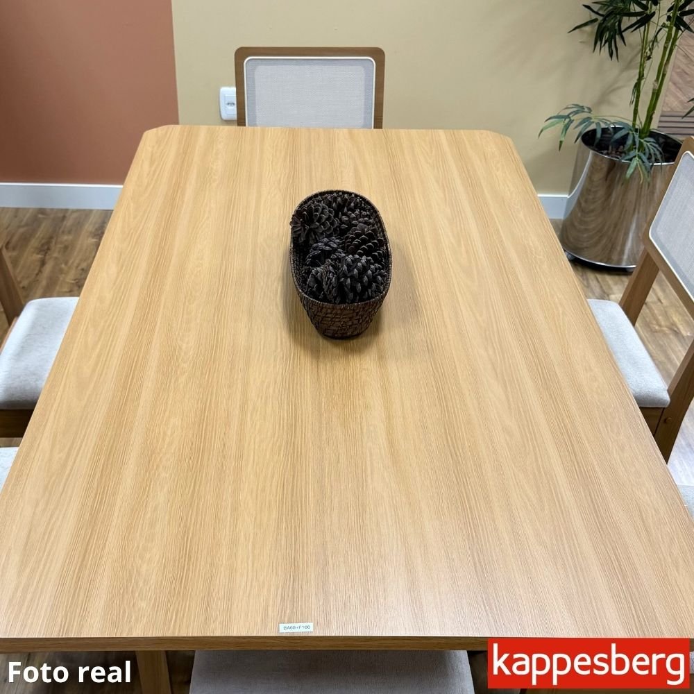Mesa de Jantar BA65 Tampo MDF Madeirado 120X80 Madeira Maciça + 4 Cad. Gardeni Cinamomo - Kappesberg - Imagem 3