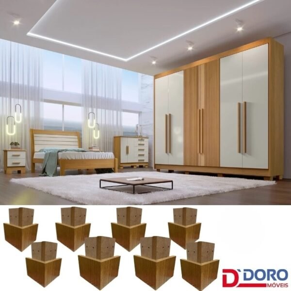 Kit 8 Pés Madeira Cinamomo D Doro