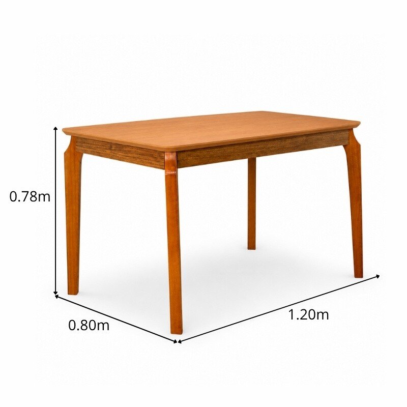 Mesa de Jantar Alegra 120×80 Tampo Madeirado Cinamomo Base Madeira - JCM - Imagem 3