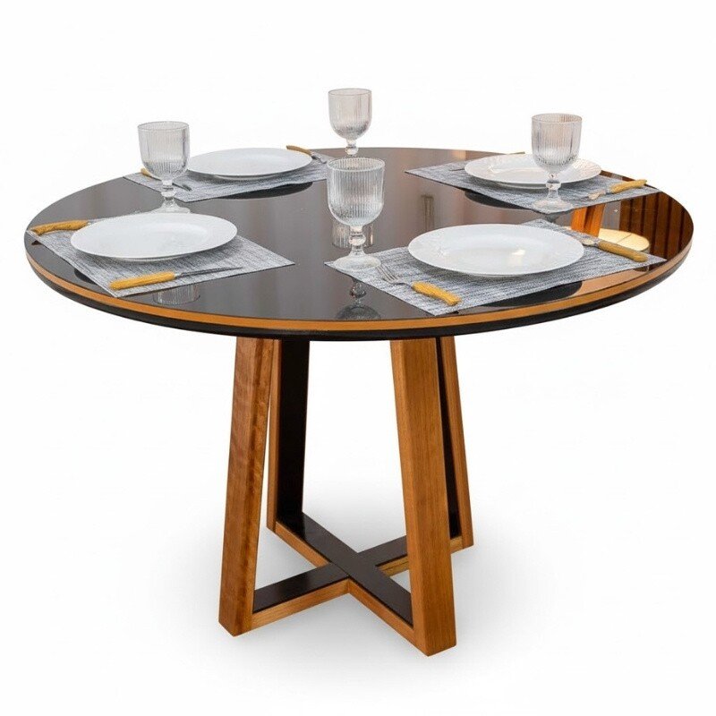 Mesa de Jantar Bali 120x80 Vidro Off/Base Madeira Minas Plac - Entregue Montada - Imagem 8
