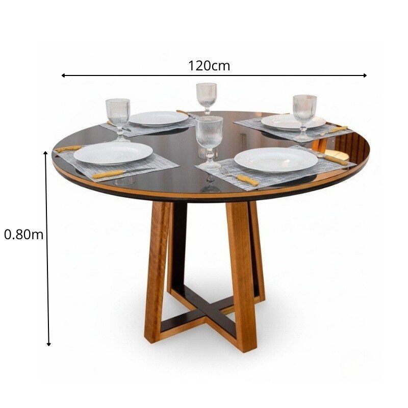 Mesa de Jantar Bali 120x80 Vidro Off/Base Madeira Minas Plac - Entregue Montada - Imagem 9