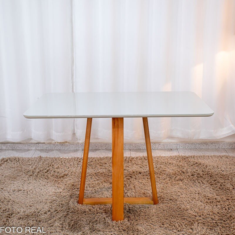 Mesa de Jantar Bali 120×80 Vidro Off/Base Madeira + 4 Cad. Atlanta Linho Bege Cru Madeira Minas Plac - Entregue Montada - Imagem 13