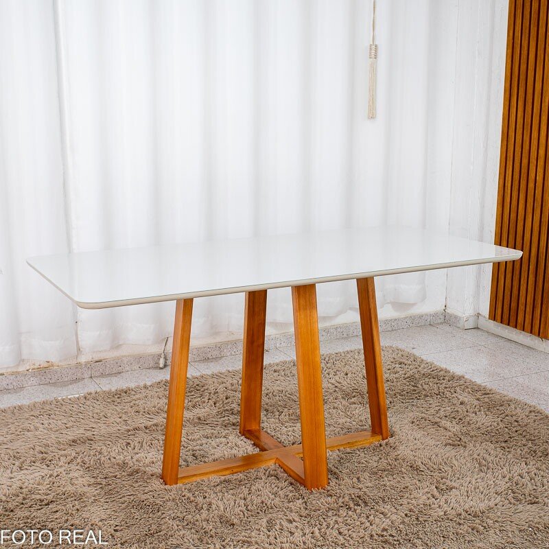 Mesa de Jantar Pedro 120x80 Vidro Grafite/Base Madeira Art Assento - Entregue Montada - Imagem 11