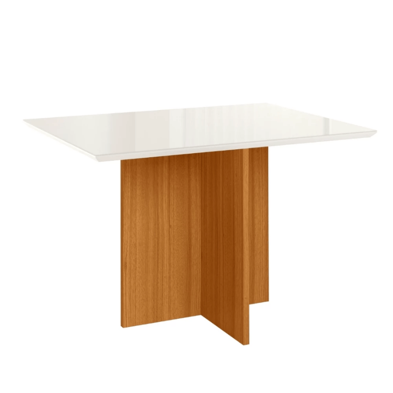 Mesa de Jantar Helo 120×90 Vidro Off/Base Mel Poliman + 4 Cad. Genova Veludo Bege 512 Madeira - Art Assento - Imagem 11