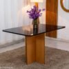 Mesa de Jantar Moscou 120x80 Vidro Preto/Base Cinamomo - Minas Plac