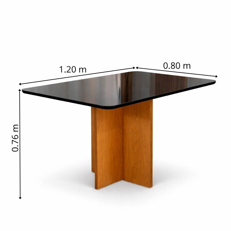 Mesa de Jantar Moscou 120x80 Vidro Preto/Base Cinamomo - Minas Plac - Imagem 2