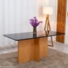 Mesa de Jantar Moscou 160x80 Vidro Preto/Base Cinamomo - Minas Plac