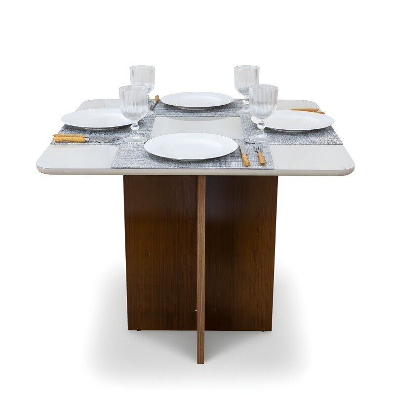 Mesa de Jantar Siena Redonda 100cm Cinamomo/Vidro Off - Minas Plac - Imagem 9