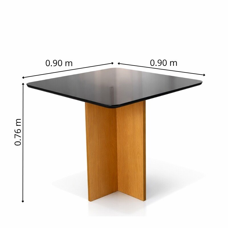 Mesa de Jantar Moscou 90x90 Vidro Preto/Base Cinamomo - Minas Plac - Imagem 3