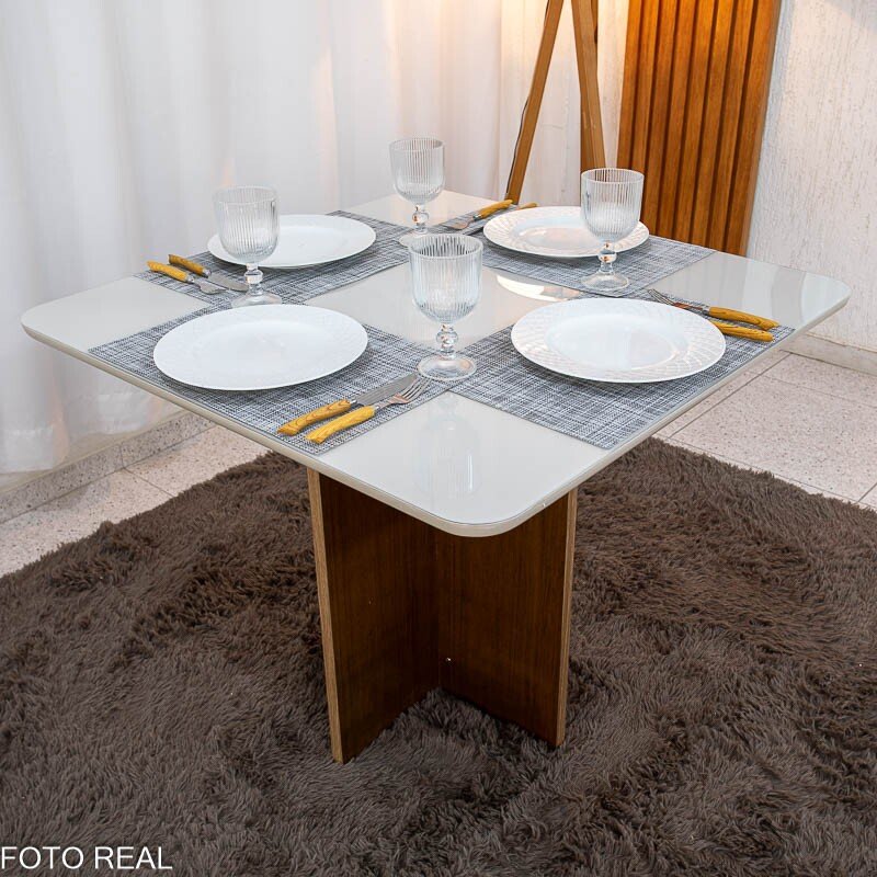 Mesa de Jantar Siena Redonda 100cm Cinamomo/Vidro Off - Minas Plac - Imagem 10