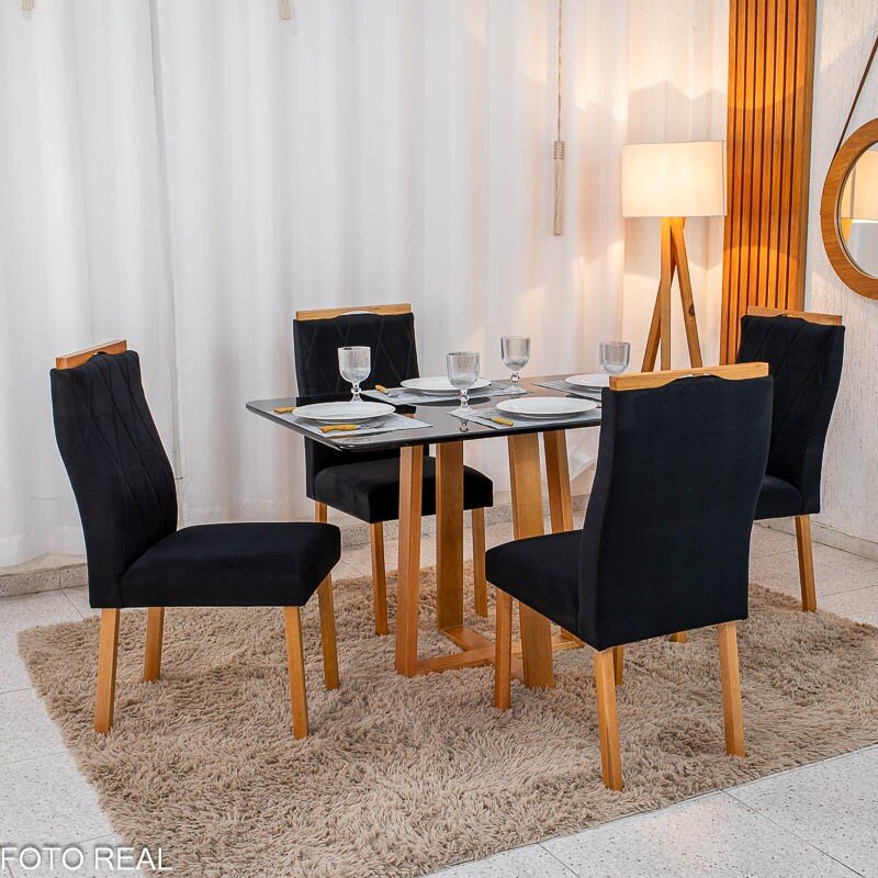 Mesa de Jantar Bali 120×80 Vidro Off/Base Madeira + 4 Cad. Atlanta Linho Bege Cru Madeira Minas Plac - Entregue Montada - Imagem 14
