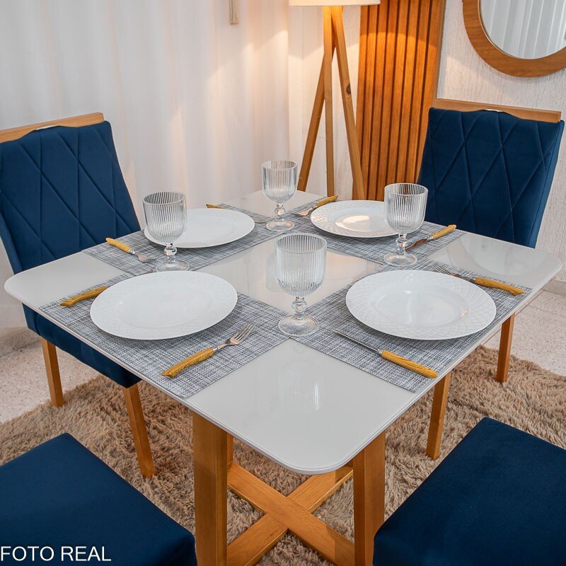Mesa de Jantar Bali 120×80 Vidro Off/Base Madeira + 4 Cad. Atlanta Linho Bege Cru Madeira Minas Plac - Entregue Montada - Imagem 17