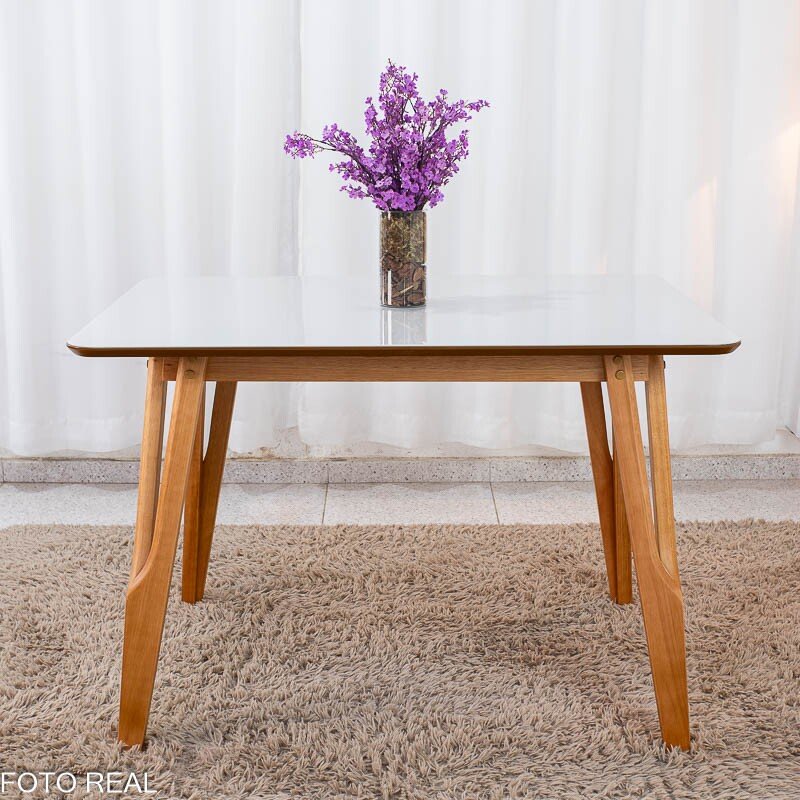 Mesa de Jantar Pedro 120x80 Vidro Preto/Base Madeira Art Assento - Entregue Montada - Imagem 5