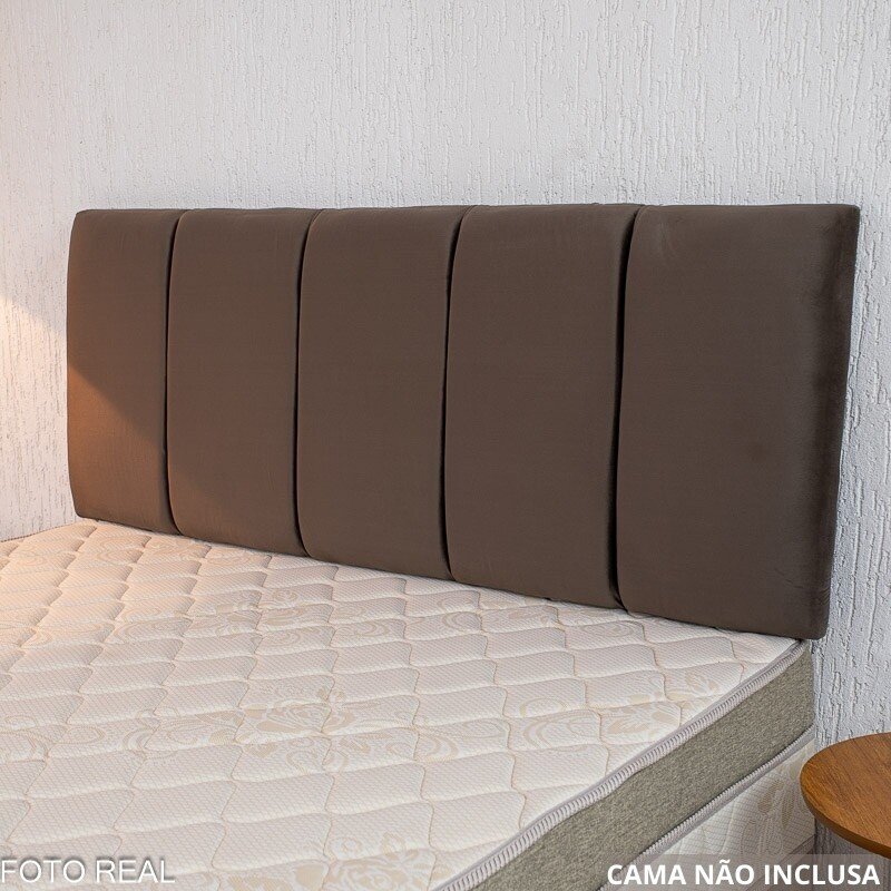 Painel Cabeceira Casal 1.40 Leticia Veludo Marrom - Imagem 4
