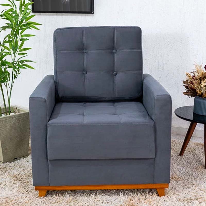 Poltrona Delux Veludo Cinza - Imagem 6