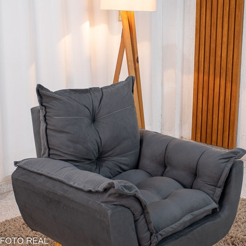 Poltrona Delux Veludo Cinza - Imagem 3