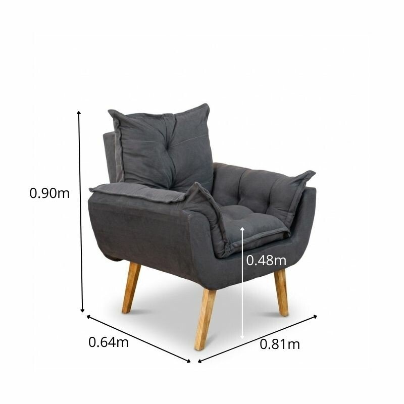 Poltrona Delux Veludo Cinza - Imagem 4