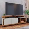 Rack Bancada Jurerê Larg. 1.80m Freijó/Off White Matte para TV até 75" - Colibri