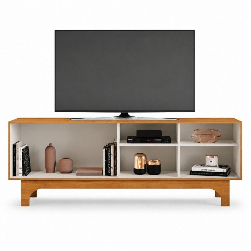 Rack Sereno Larg. 1.68m Cinamomo/Off C/Porta Ripada para TV até 70" - JCM - Imagem 2