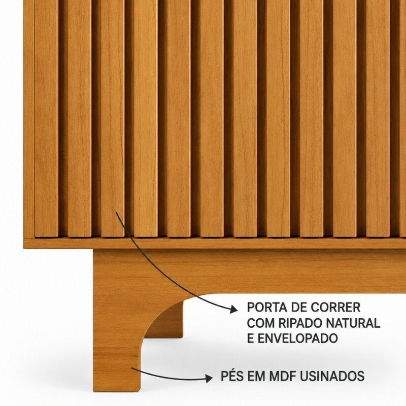 Rack Sereno Larg. 1.68m Cinamomo/Off C/Porta Ripada para TV até 70" - JCM - Imagem 4