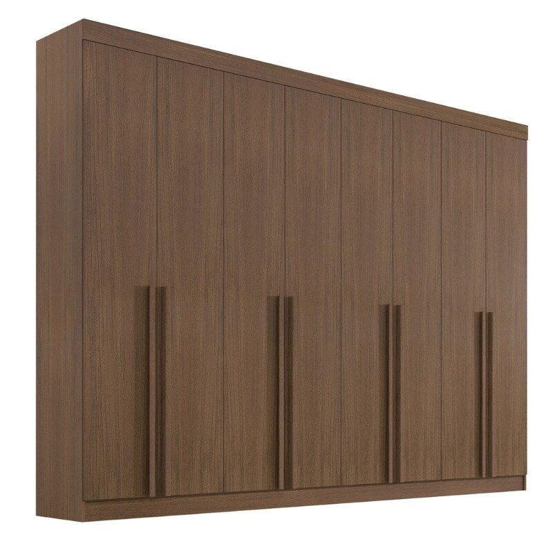 Roupeiro Casal Daymond Castanho 8 Portas 8 Gavetas 100% MDF Larg. 2.75m - D Doro