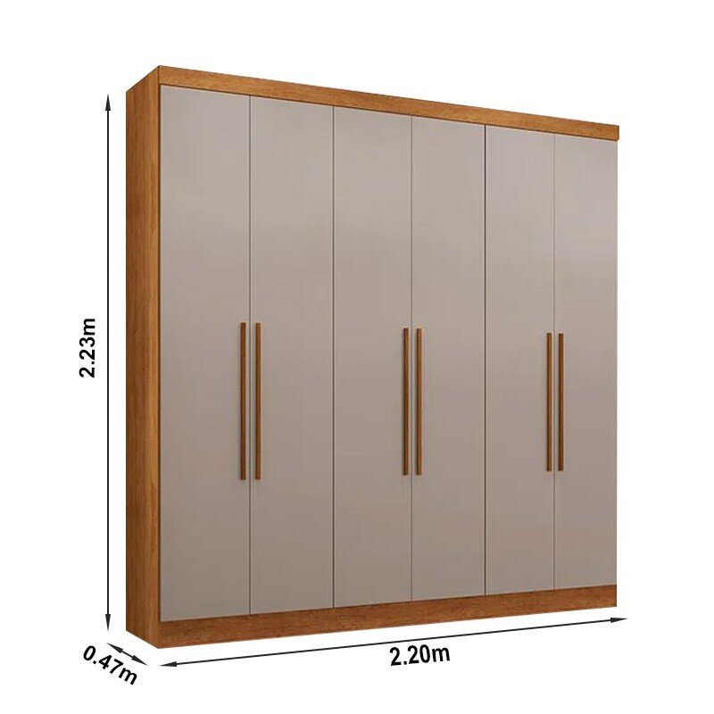 Guarda-roupa Casal Coliseu Cinamomo/Off 6 Portas 4 Gavetas Larg. 2.20m - Sallêto - Imagem 3