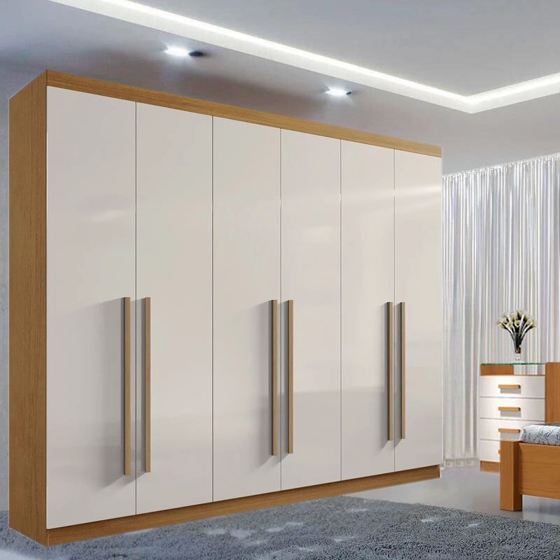 Roupeiro Casal Da Vinci Plus Cinamomo/Off 6 Portas 6 Gavetas 100% MDF Larg. 2.75m - D Doro - Imagem 4