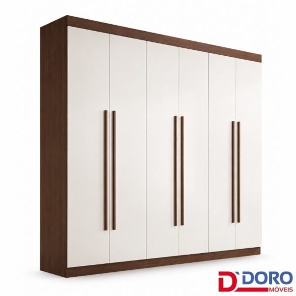 Roupeiro Monte Carlo 6 Portas Castanho/Off Larg. 2.32m - D Doro