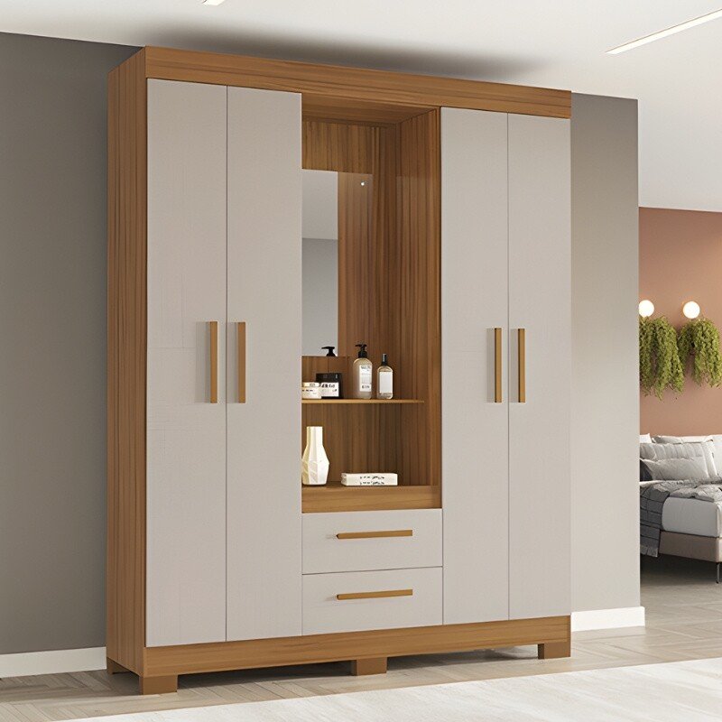 Guarda-Roupa NT 6055 4 portas 3 Gavetas Freijó/Off C/Pés Larg. 1.38m - Notável - Imagem 3