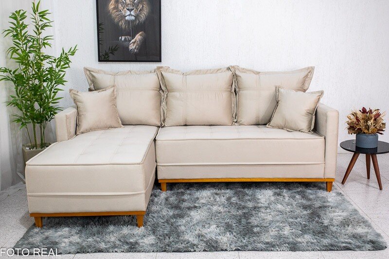 Sofá 3 lugares Living Áustria Veludo Azul A16 Larg. 1.70m - Imagem 12