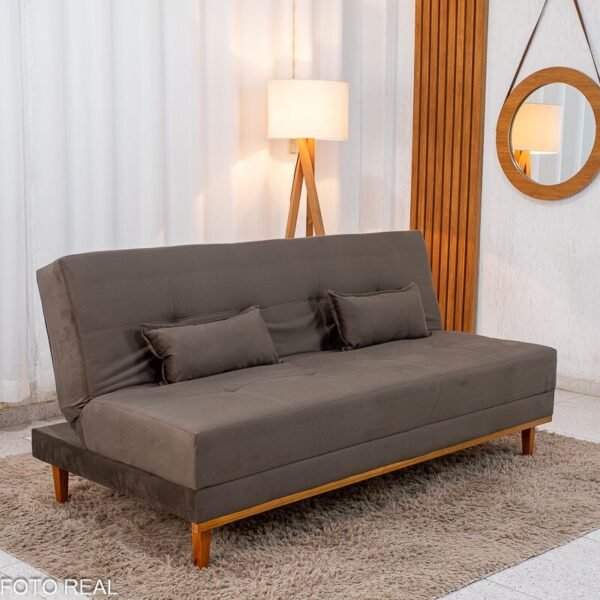 Sofá Cama Madrid Veludo Marrom 2263 Larg. 1.80m - Molas Bonnel