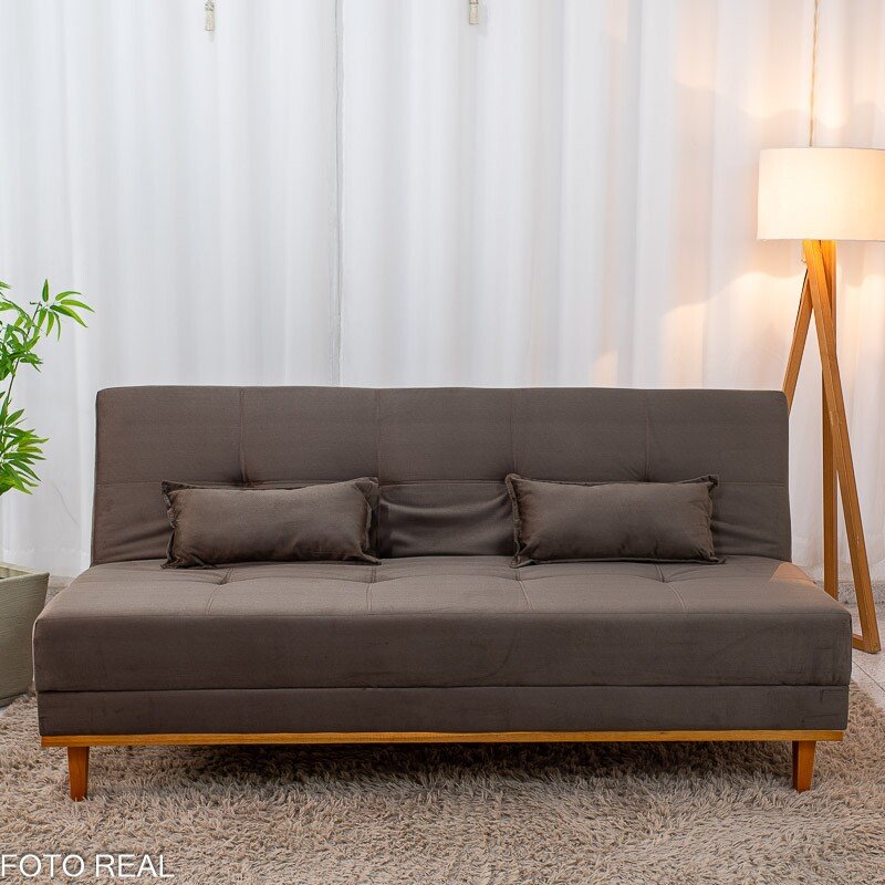 Sofá Cama Madrid Veludo Marrom 2263 Larg. 1.80m - Molas Bonnel - Imagem 3