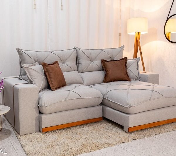 Sofá Retrátil Reclinável Gran Bello 2.30m Linho Cinza 31 - Molas Ensacadas Pocket