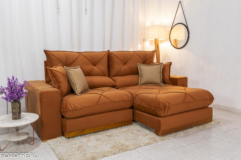 Sofá Retrátil Reclinável Gran Bello 2.30m Veludo Terracota 24 - Molas Ensacadas Pocket - Imagem 5