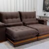 Sofá Retrátil Reclinável Ibis 2.50m Veludo Marrom 815 - D33 e Molas Ensacadas