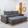 Sofá Retrátil Reclinável Itauna 2.30m Chenille Grafite 573 - Molas Ensacadas