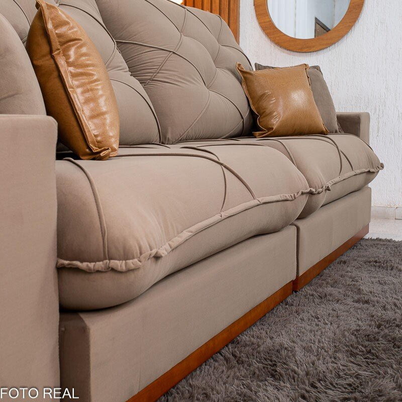 Sofá Retrátil Reclinável Malibu 2.90m Veludo Capuccino 828 - D33 e Molas Ensacadas - Imagem 7