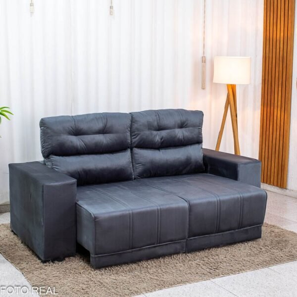 Sofá Retrátil Reclinável Royal 2.00m Veludo Grafite