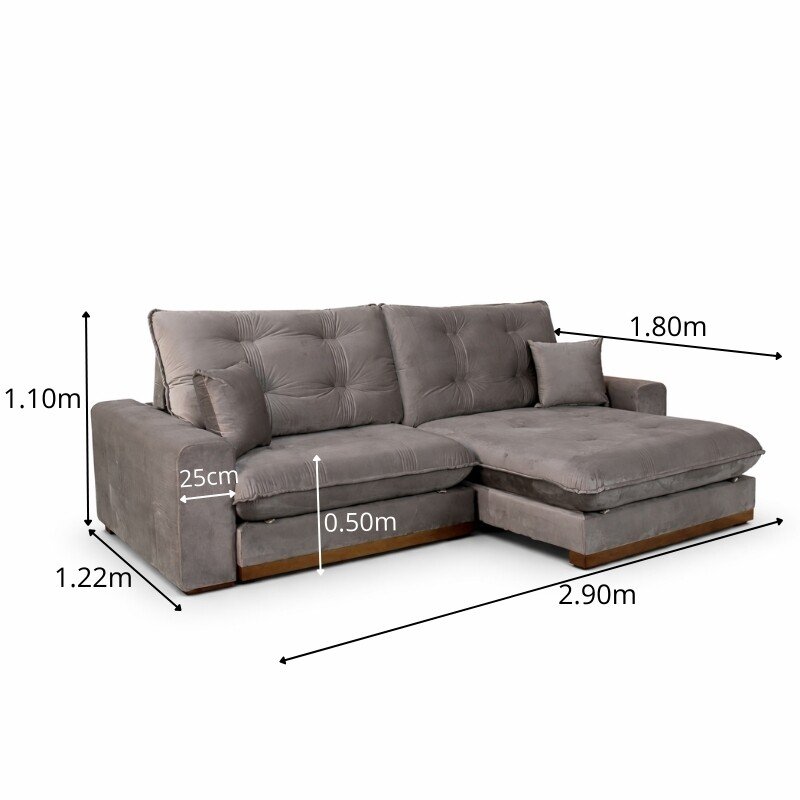 Sofá Retrátil Reclinável Ruah 2.90m Veludo Chumbo 4053 - Molas Ensacadas - Imagem 21