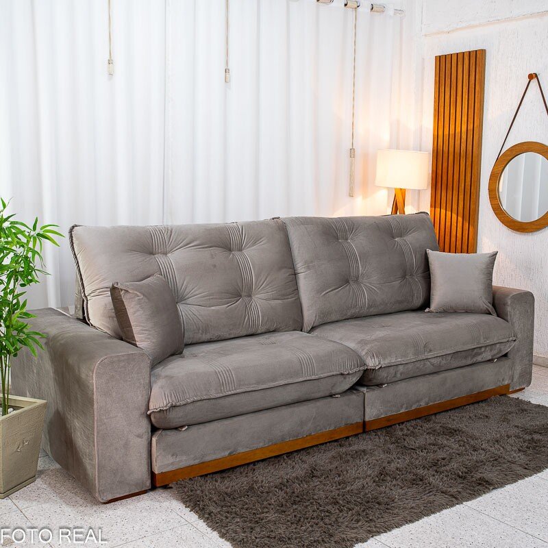 Sofá Retrátil Reclinável Ruah 2.90m Veludo Avelã 4052 - Molas Ensacadas - Imagem 3