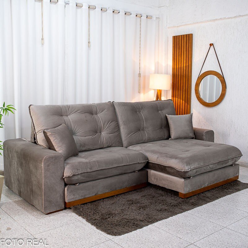 Sofá Retrátil Reclinável Ruah 2.90m Veludo Avelã 4052 - Molas Ensacadas - Imagem 4