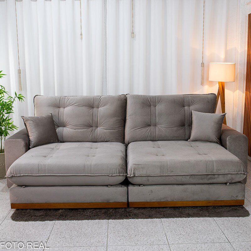 Sofá Retrátil Reclinável Ruah 2.90m Veludo Avelã 4052 - Molas Ensacadas - Imagem 5