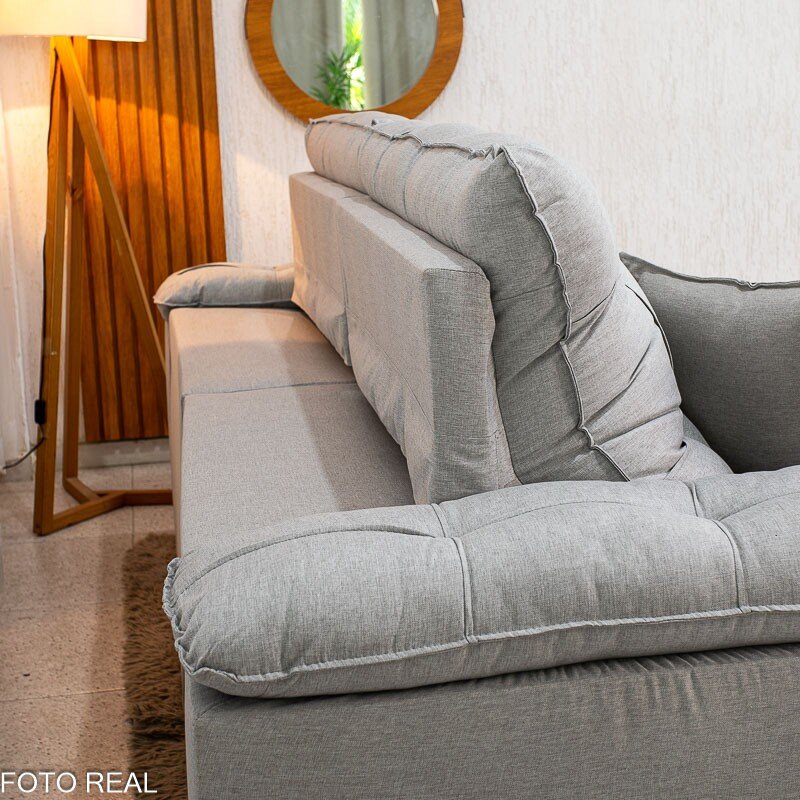 Sofá Retrátil Reclinável Verona 2.30m Linho Cinza Gelo 31 D28 Soft - Molas Ensacadas - Imagem 11